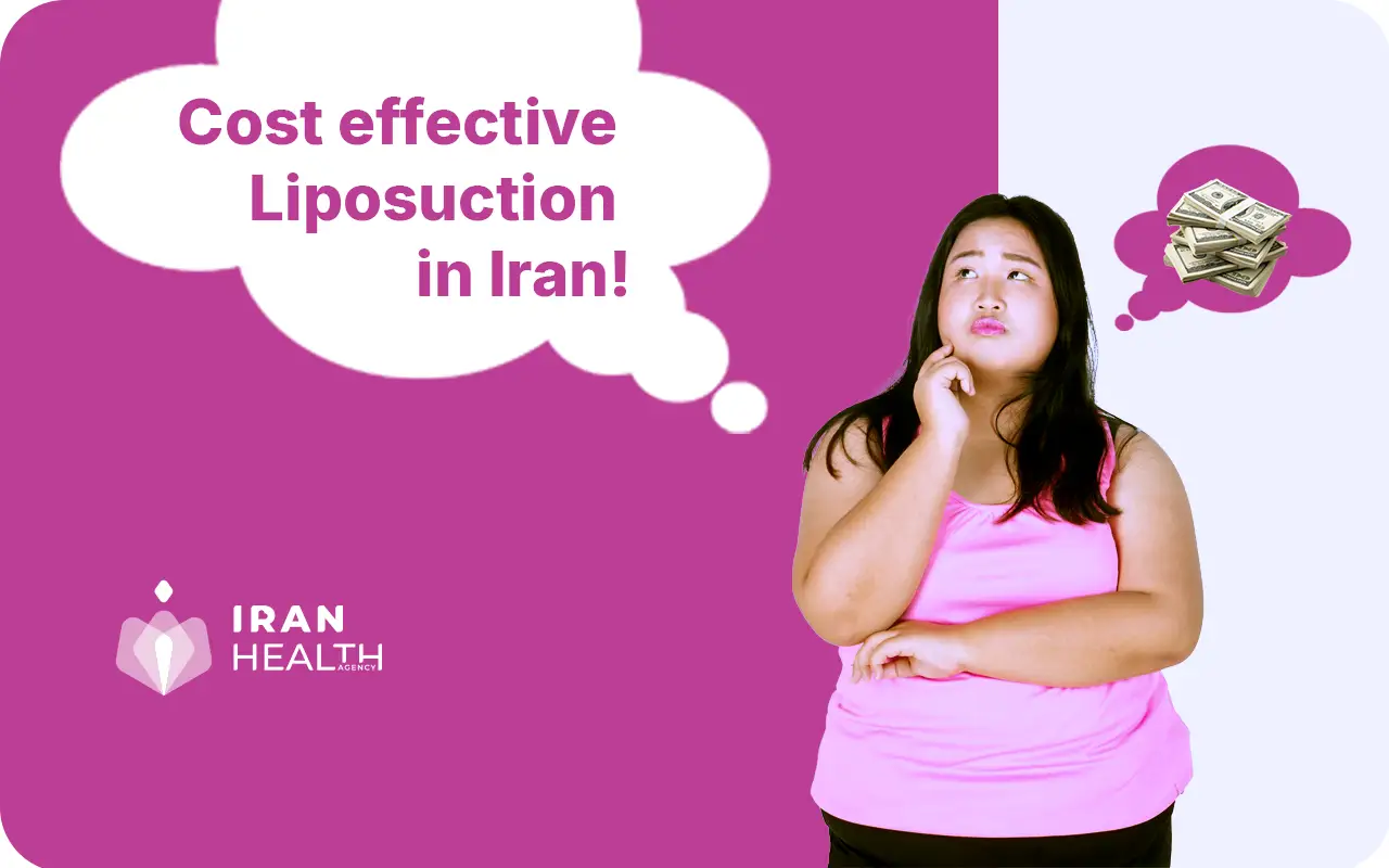 a fat woman thinking about Cost effective Liposuction in Iran