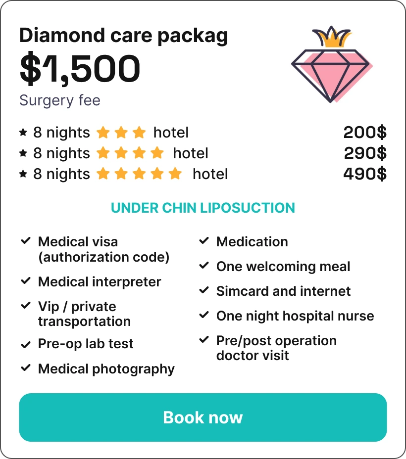Under chin Liposuction in iran Diamond care packag