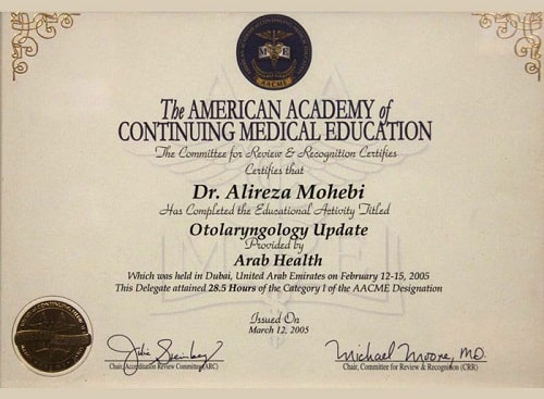 Dr alireza mohebbi certificate 2