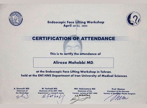 Dr alireza mohebbi certificate 6
